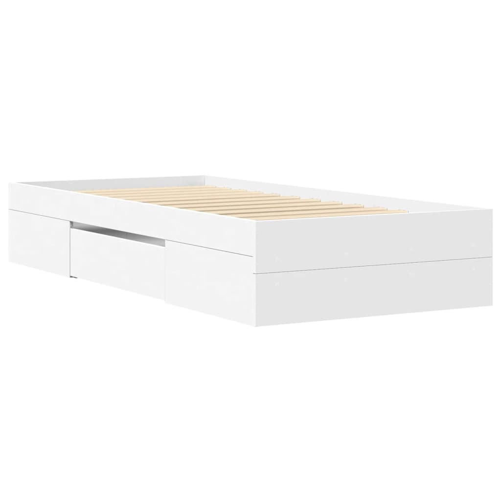 Cadre de lit sans matelas blanc 75x190 cm bois d'ingénierie - XIOS
