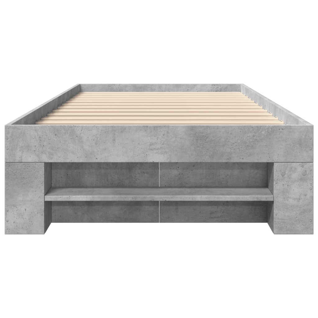 Cadre de lit sans matelas gris béton 75x190cm bois d'ingénierie - XIOS
