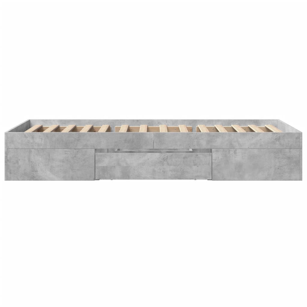 Cadre de lit sans matelas gris béton 75x190cm bois d'ingénierie - XIOS