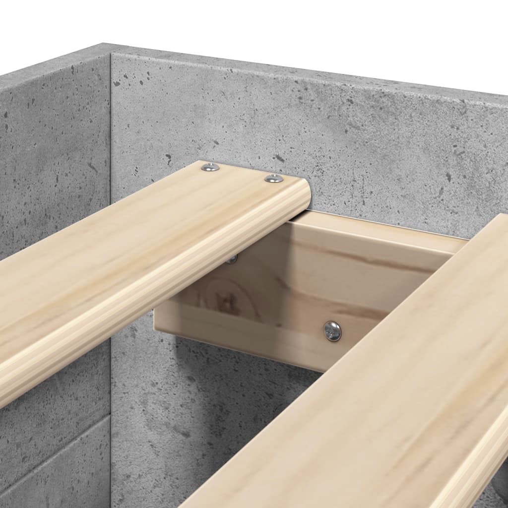 Cadre de lit sans matelas gris béton 75x190cm bois d'ingénierie - XIOS