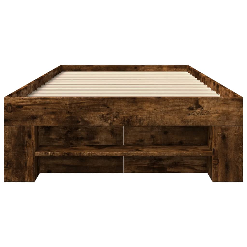 Cadre de lit sans matelas chêne fumé 75x190cm bois d'ingénierie - XIOS