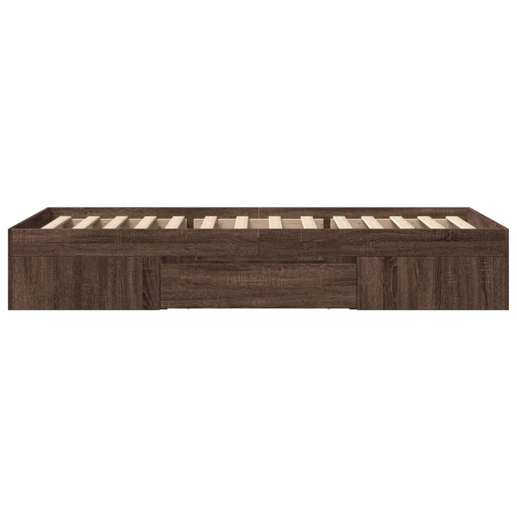 Cadre de lit sans matelas chêne marron 75x190cm bois ingénierie - XIOS