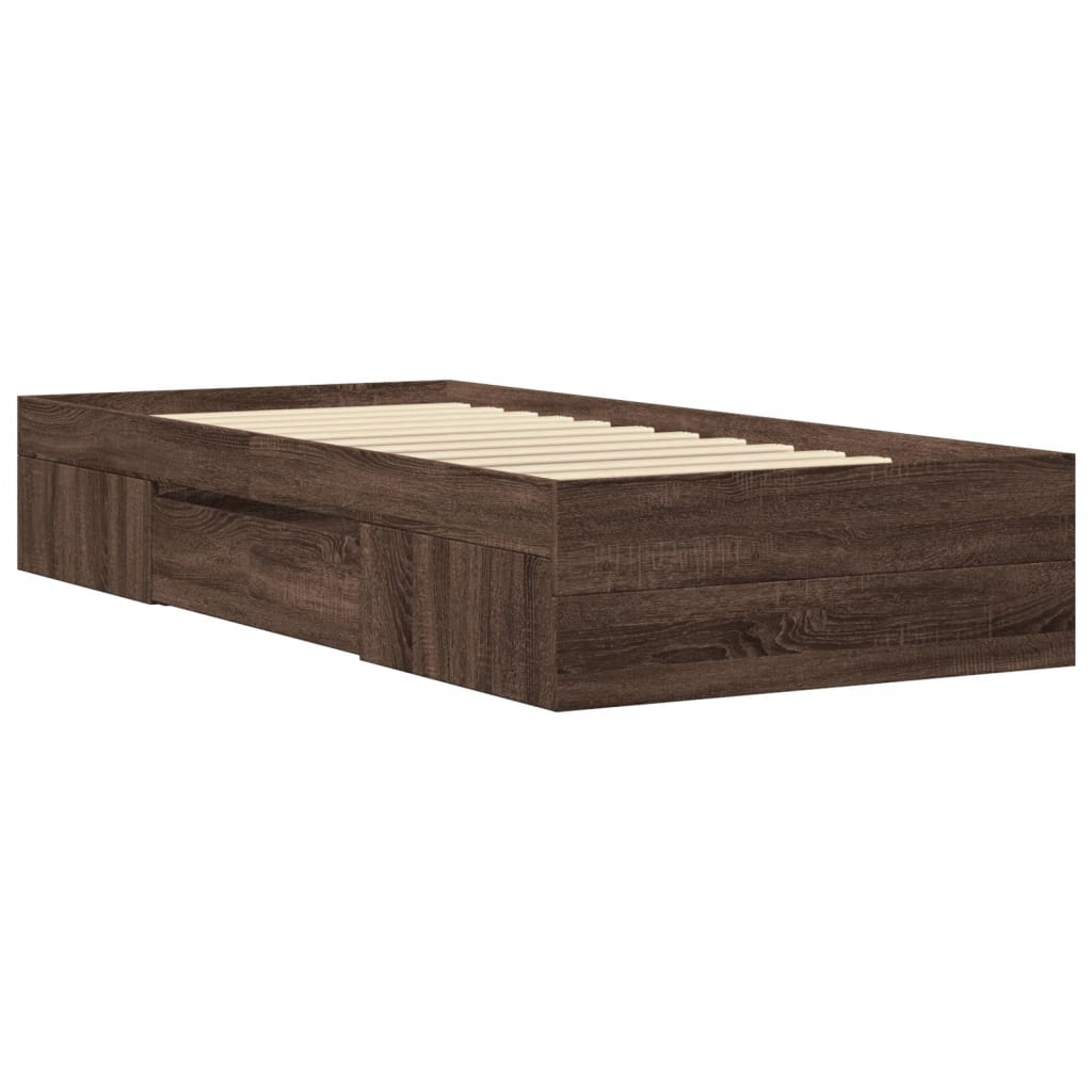 Cadre de lit sans matelas chêne marron 75x190cm bois ingénierie - XIOS