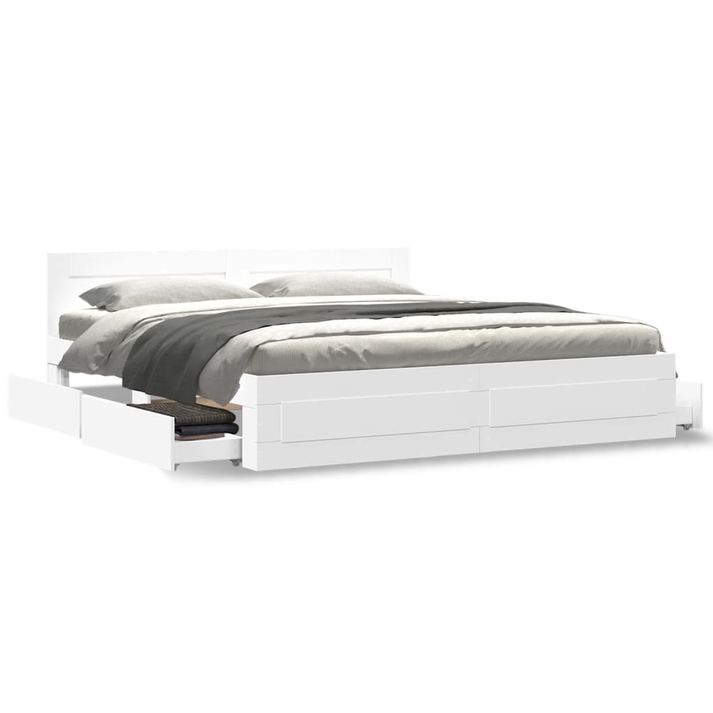 Cadre de lit avec tête de lit sans matelas blanc 200x200 cm - XIOS