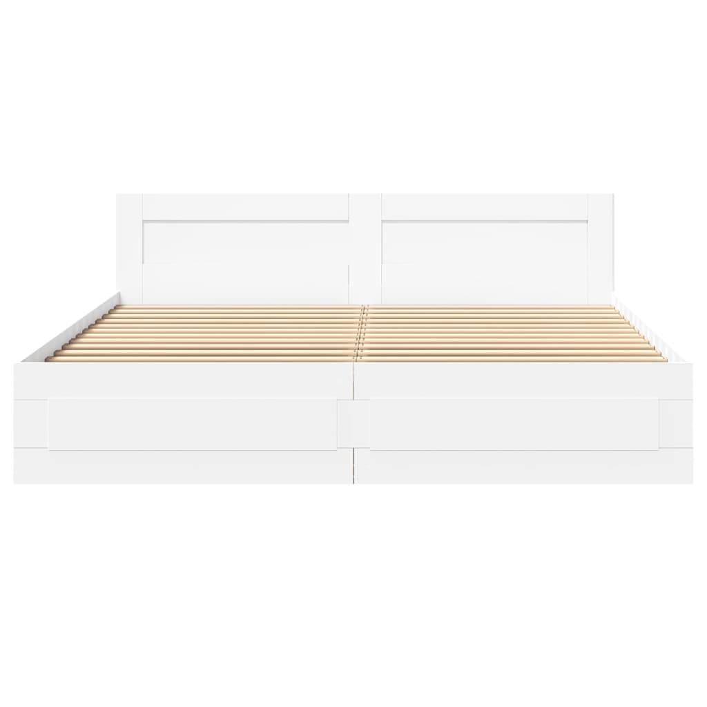 Cadre de lit avec tête de lit sans matelas blanc 200x200 cm - XIOS