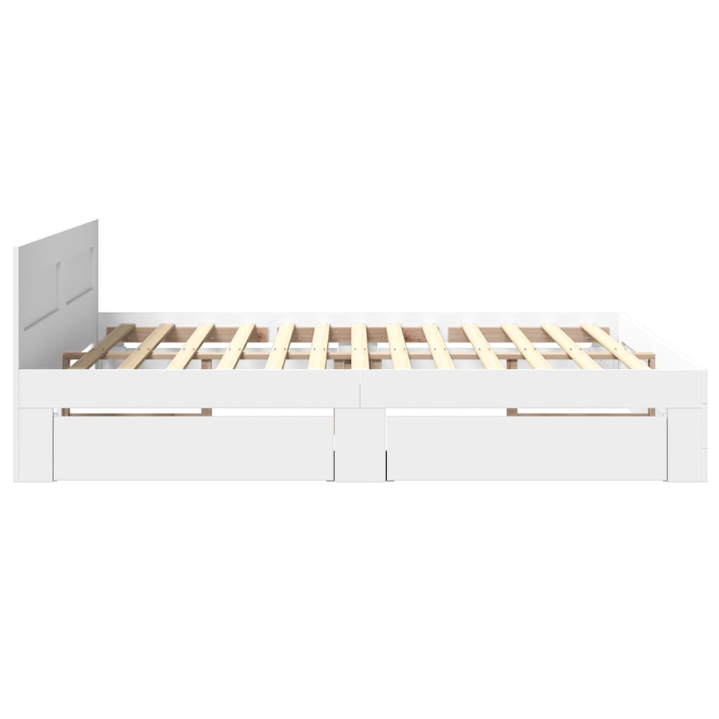 Cadre de lit avec tête de lit sans matelas blanc 200x200 cm - XIOS