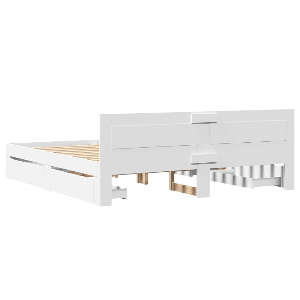 Cadre de lit avec tête de lit sans matelas blanc 200x200 cm - XIOS