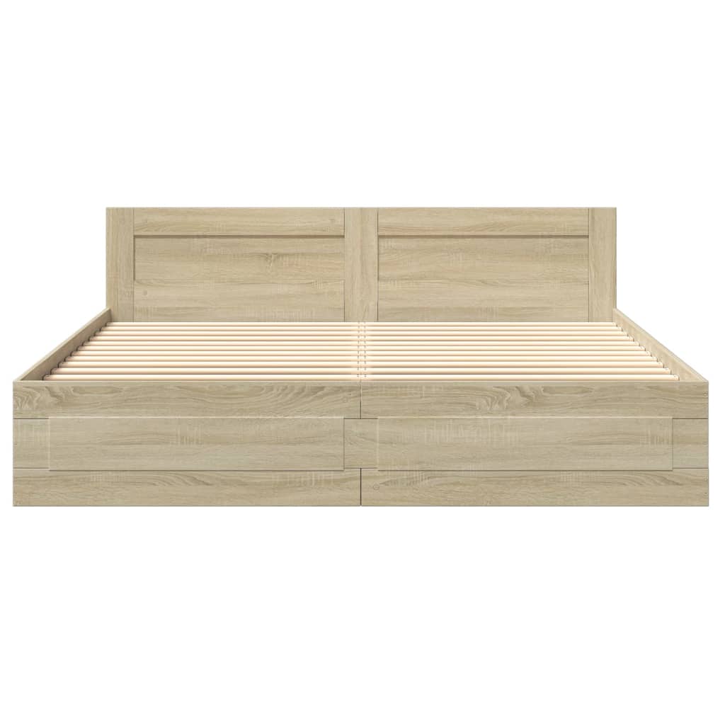 Cadre de lit tête de lit sans matelas chêne sonoma 200x200 cm - XIOS