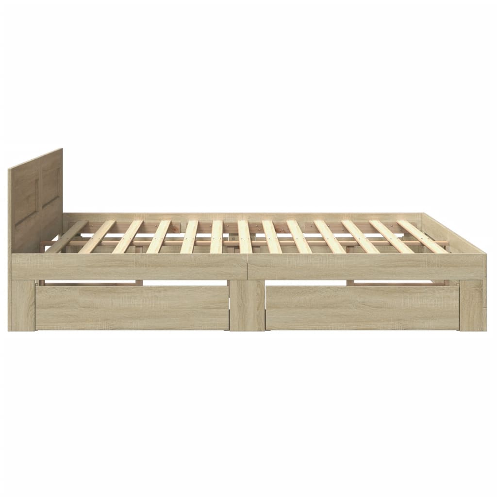 Cadre de lit tête de lit sans matelas chêne sonoma 200x200 cm - XIOS