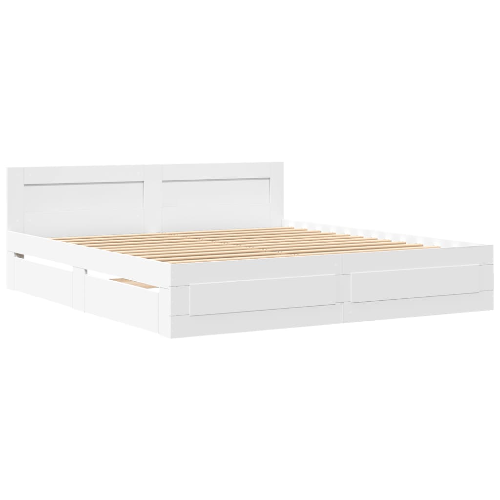 Cadre de lit avec tête de lit sans matelas blanc 180x200 cm - XIOS