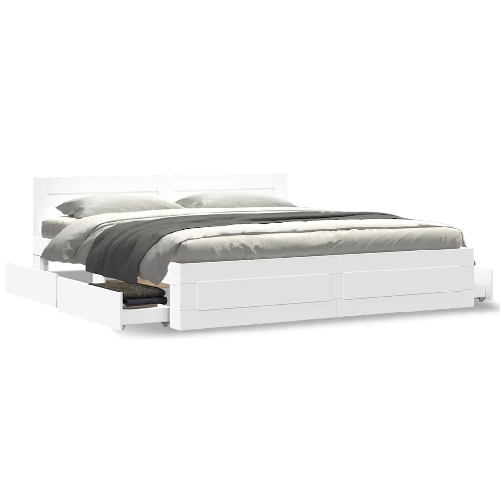 Cadre de lit avec tête de lit sans matelas blanc 180x200 cm - XIOS