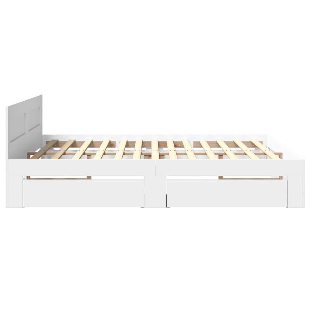 Cadre de lit avec tête de lit sans matelas blanc 180x200 cm - XIOS