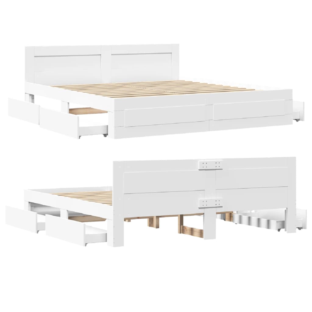 Cadre de lit avec tête de lit sans matelas blanc 180x200 cm - XIOS
