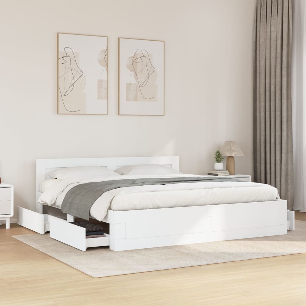 Cadre de lit avec tête de lit sans matelas blanc 180x200 cm - XIOS
