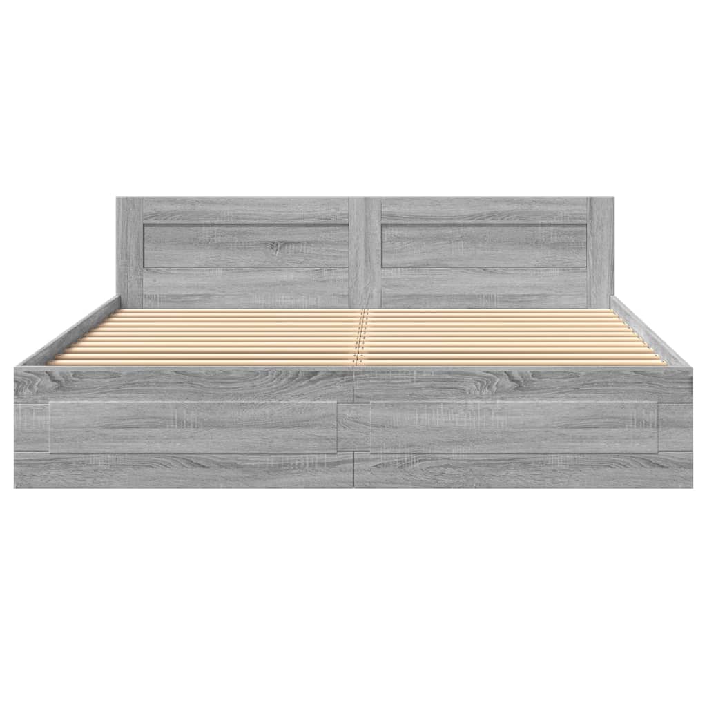 Cadre de lit et tête de lit sans matelas sonoma gris 180x200 cm - XIOS