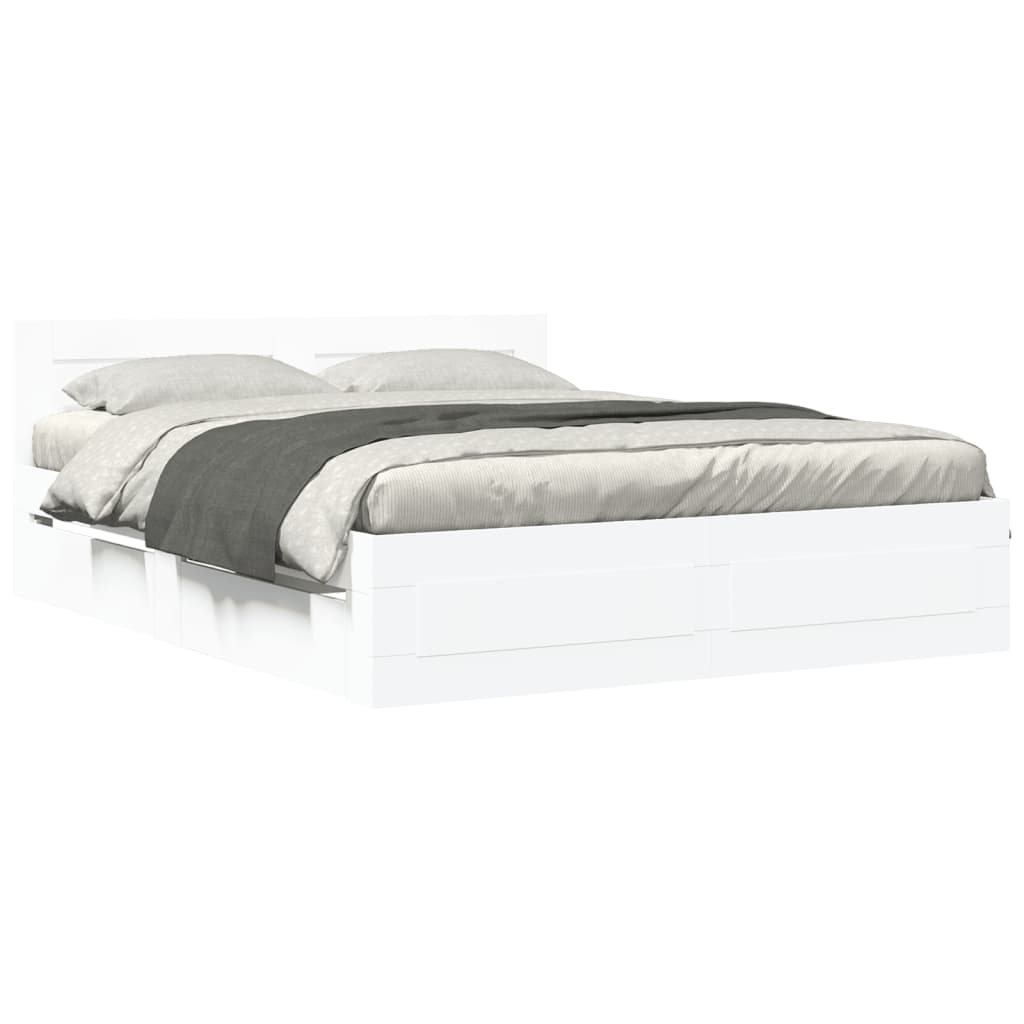 Cadre de lit avec tête de lit sans matelas blanc 160x200 cm - XIOS