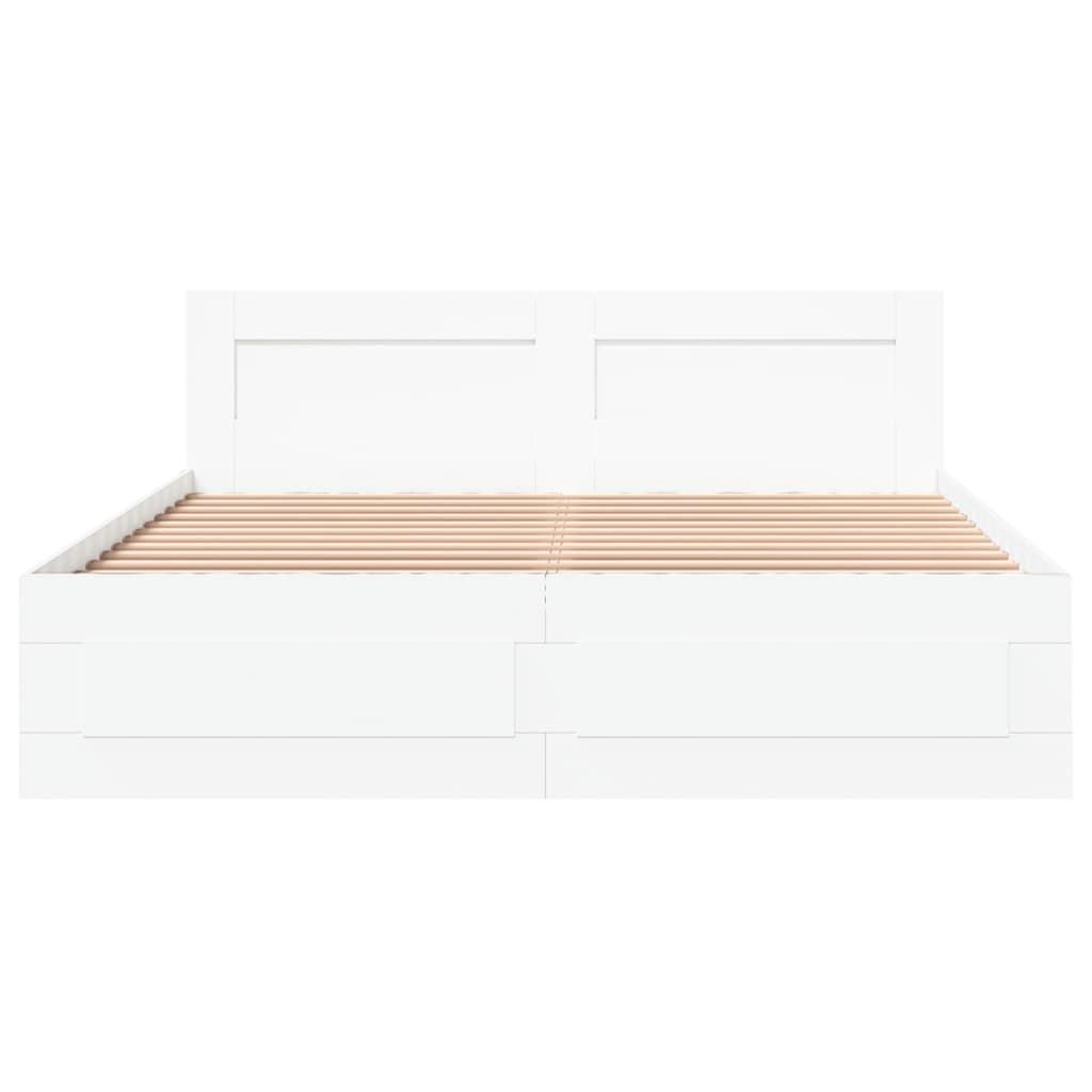 Cadre de lit avec tête de lit sans matelas blanc 160x200 cm - XIOS