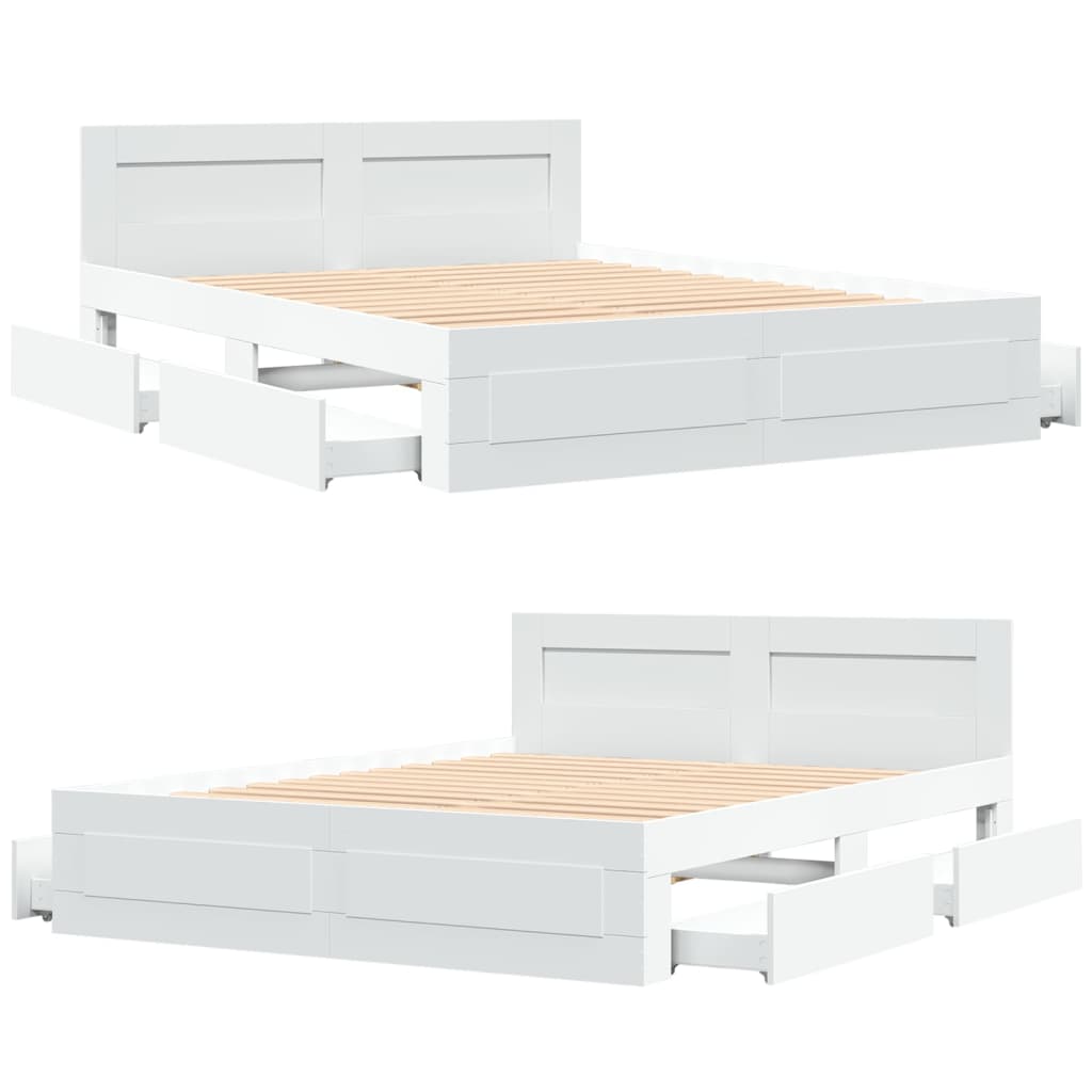Cadre de lit avec tête de lit sans matelas blanc 160x200 cm - XIOS