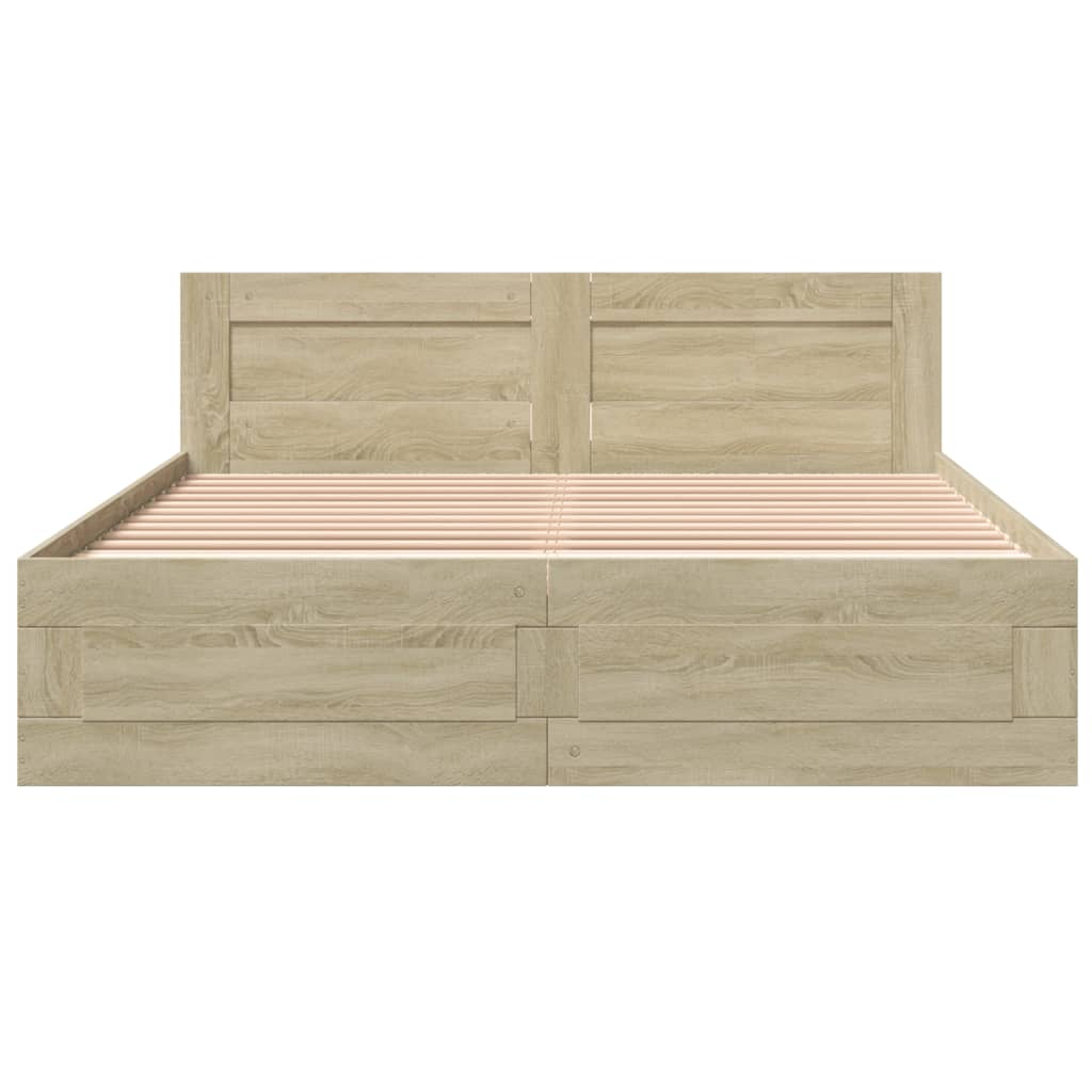 Cadre de lit tête de lit sans matelas chêne sonoma 160x200 cm - XIOS