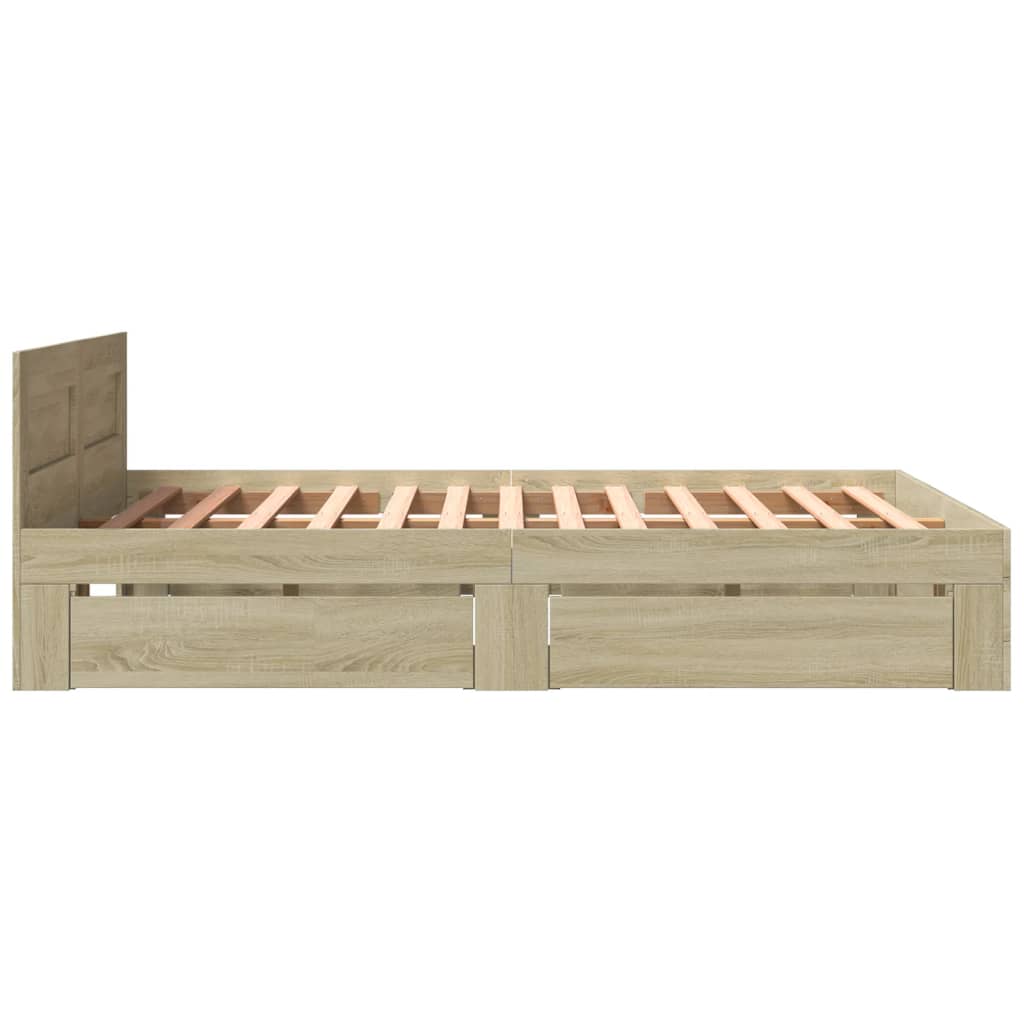Cadre de lit tête de lit sans matelas chêne sonoma 160x200 cm - XIOS