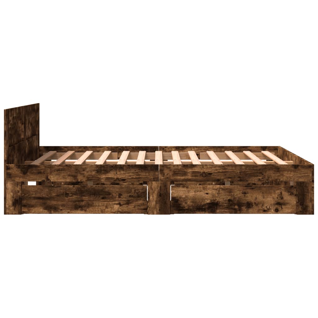 Cadre de lit et tête de lit sans matelas chêne fumé 160x200 cm - XIOS