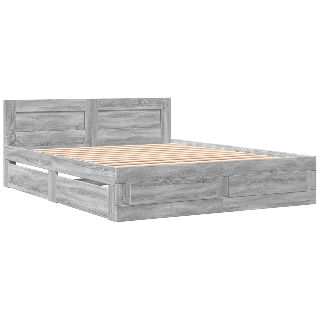 Cadre de lit et tête de lit sans matelas sonoma gris 160x200 cm - XIOS