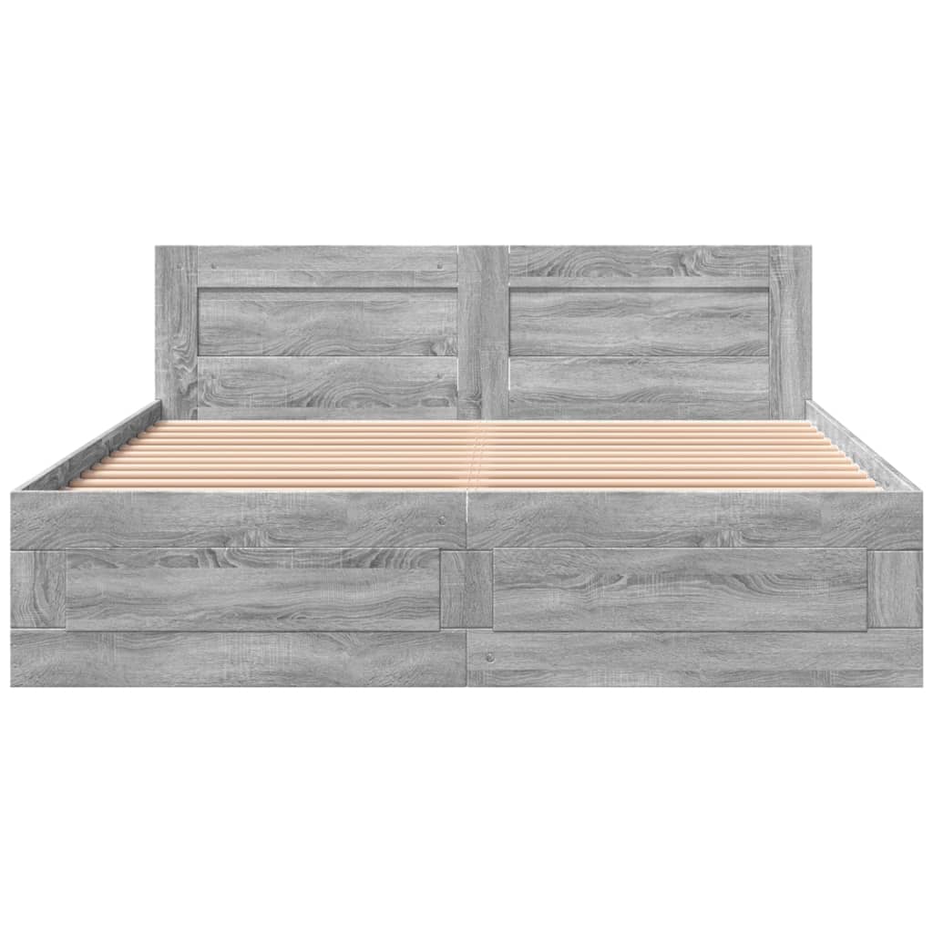 Cadre de lit et tête de lit sans matelas sonoma gris 160x200 cm - XIOS