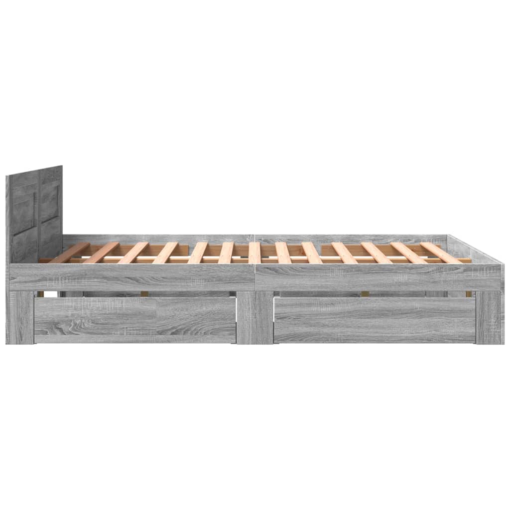 Cadre de lit et tête de lit sans matelas sonoma gris 160x200 cm - XIOS