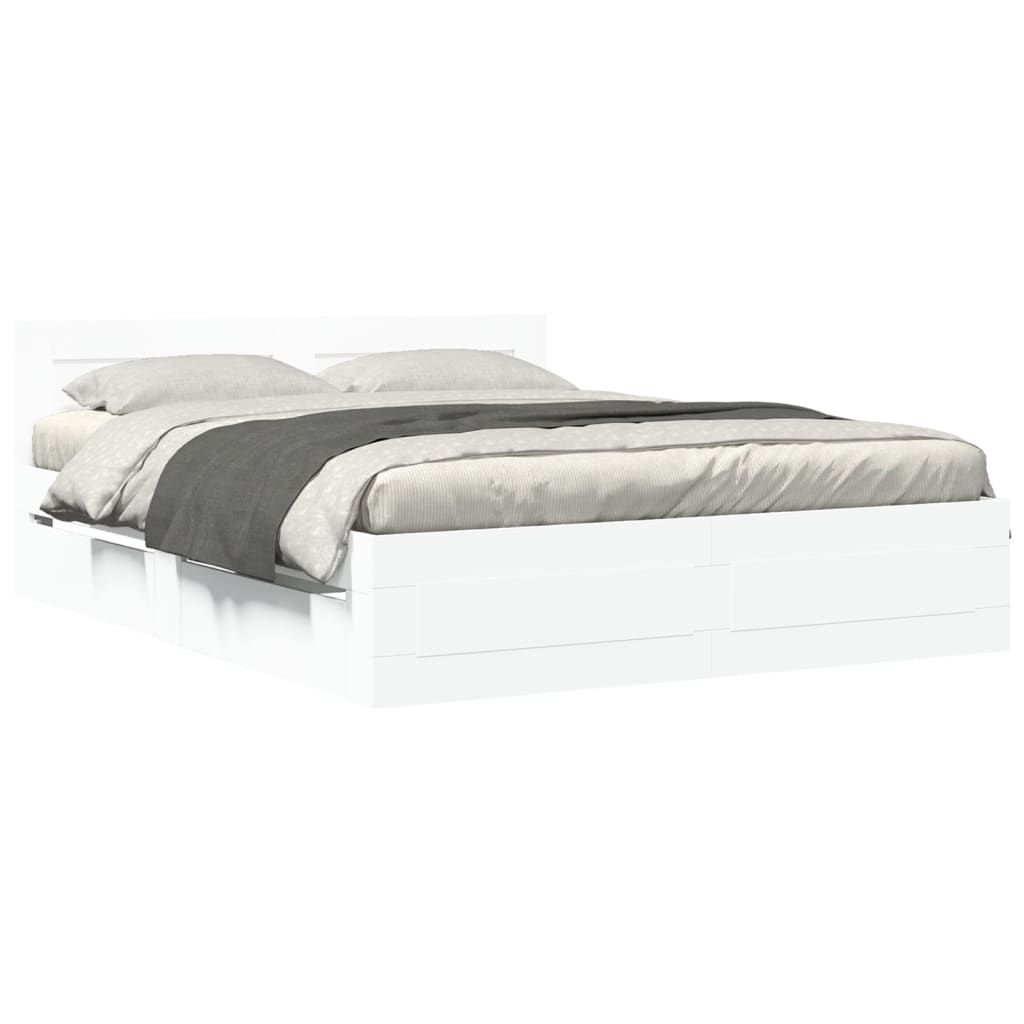 Cadre de lit avec tête de lit sans matelas blanc 150x200 cm - XIOS