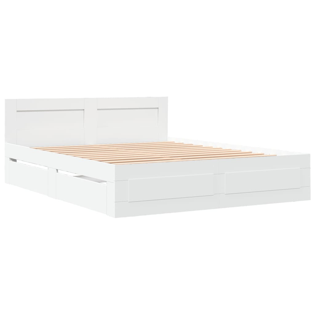 Cadre de lit avec tête de lit sans matelas blanc 150x200 cm - XIOS