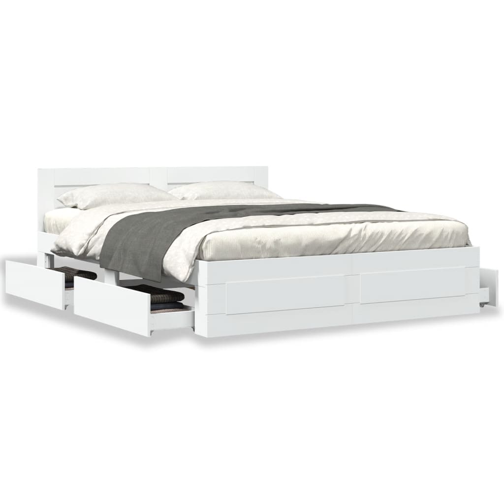 Cadre de lit avec tête de lit sans matelas blanc 150x200 cm - XIOS