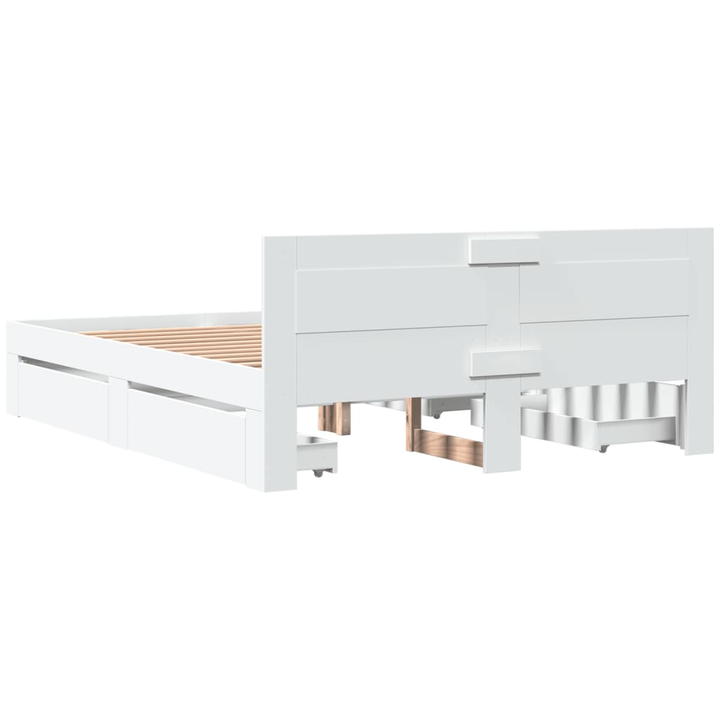 Cadre de lit avec tête de lit sans matelas blanc 150x200 cm - XIOS
