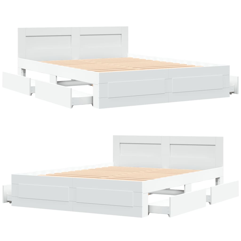 Cadre de lit avec tête de lit sans matelas blanc 150x200 cm - XIOS