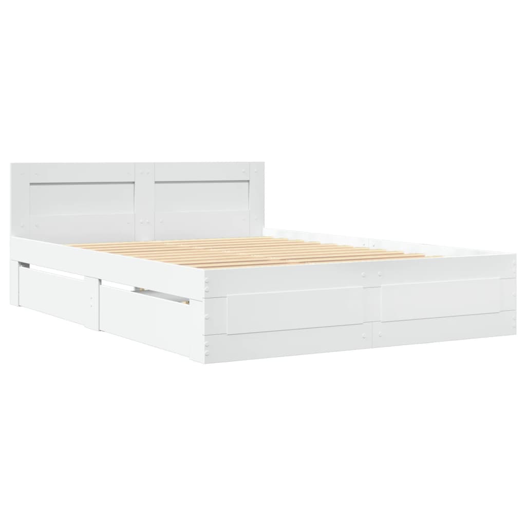 Cadre de lit avec tête de lit sans matelas blanc 140x200 cm - XIOS