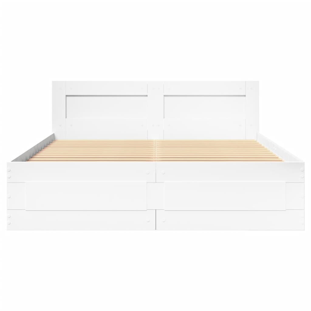 Cadre de lit avec tête de lit sans matelas blanc 140x200 cm - XIOS