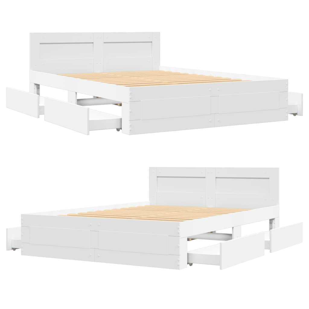 Cadre de lit avec tête de lit sans matelas blanc 140x200 cm - XIOS