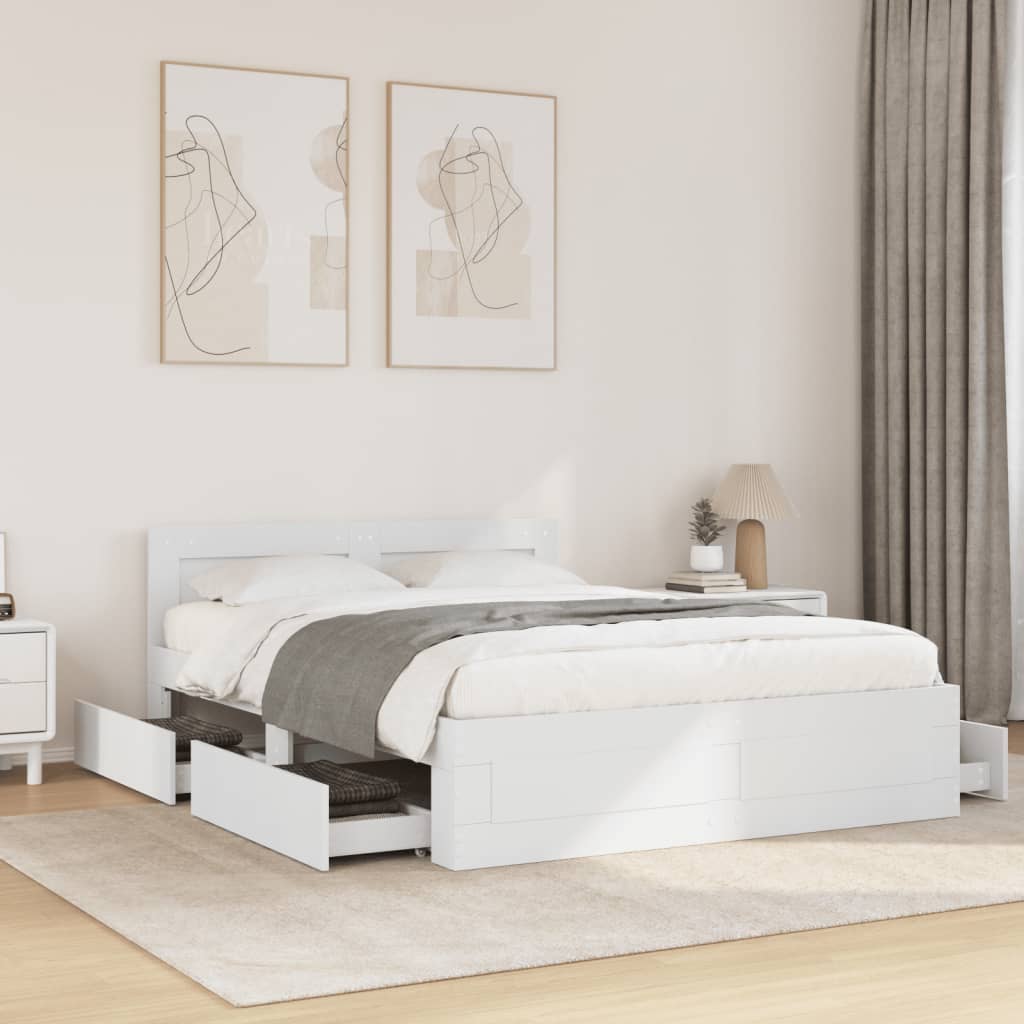 Cadre de lit avec tête de lit sans matelas blanc 140x200 cm - XIOS