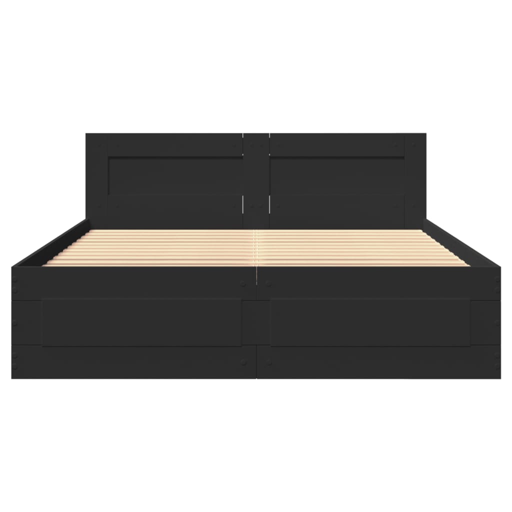 Cadre de lit avec tête de lit sans matelas noir 140x200 cm - XIOS