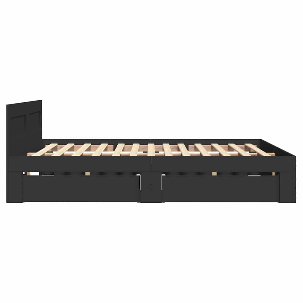 Cadre de lit avec tête de lit sans matelas noir 140x200 cm - XIOS