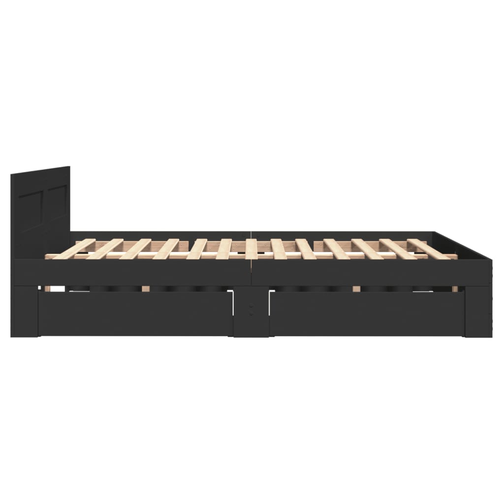Cadre de lit avec tête de lit sans matelas noir 140x200 cm - XIOS