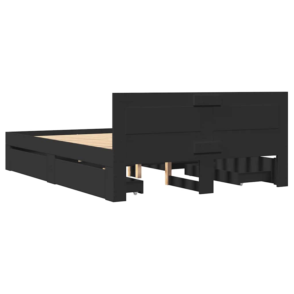 Cadre de lit avec tête de lit sans matelas noir 140x200 cm - XIOS