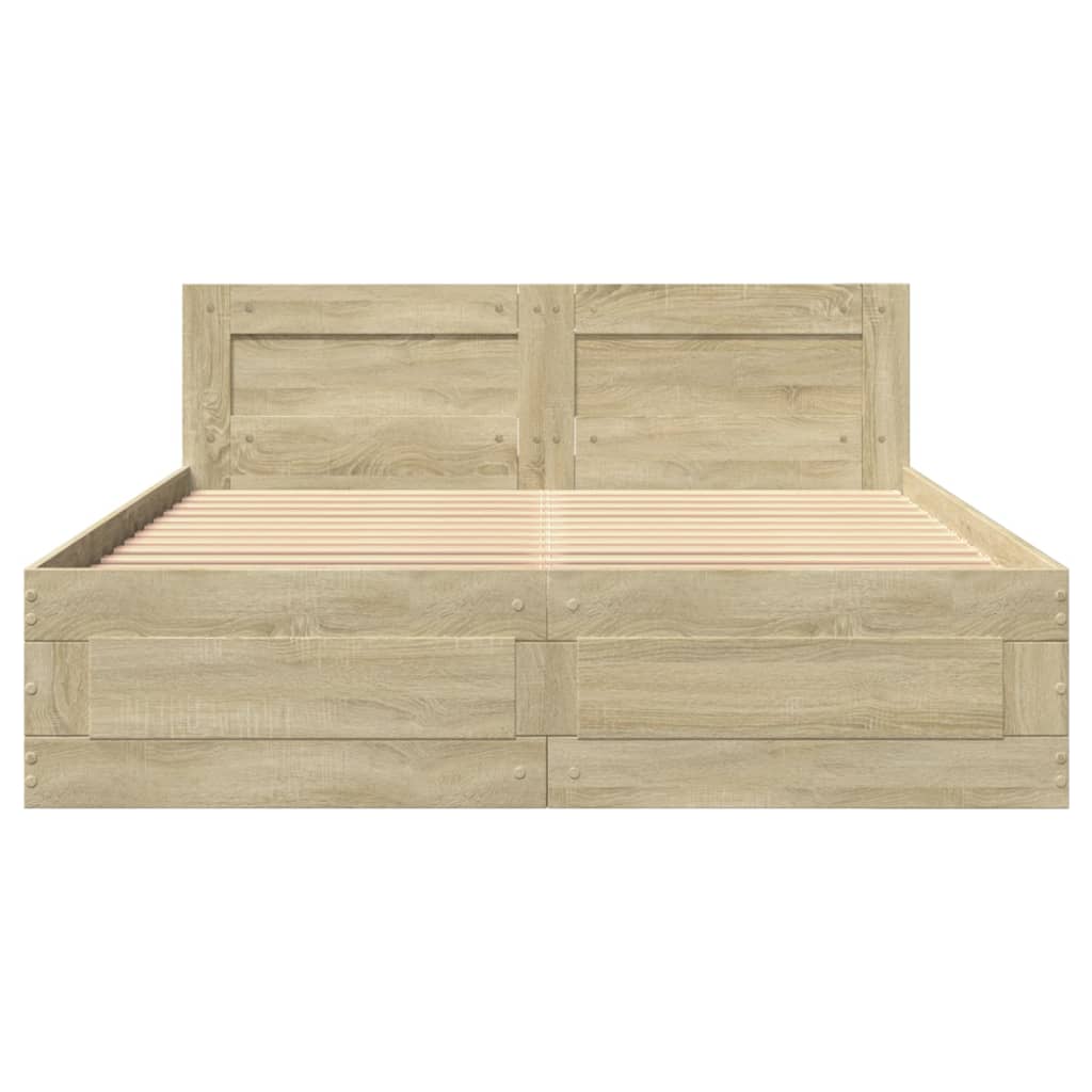 Cadre de lit tête de lit sans matelas chêne sonoma 140x200 cm - XIOS