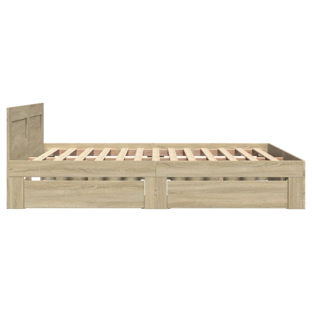 Cadre de lit tête de lit sans matelas chêne sonoma 140x200 cm - XIOS