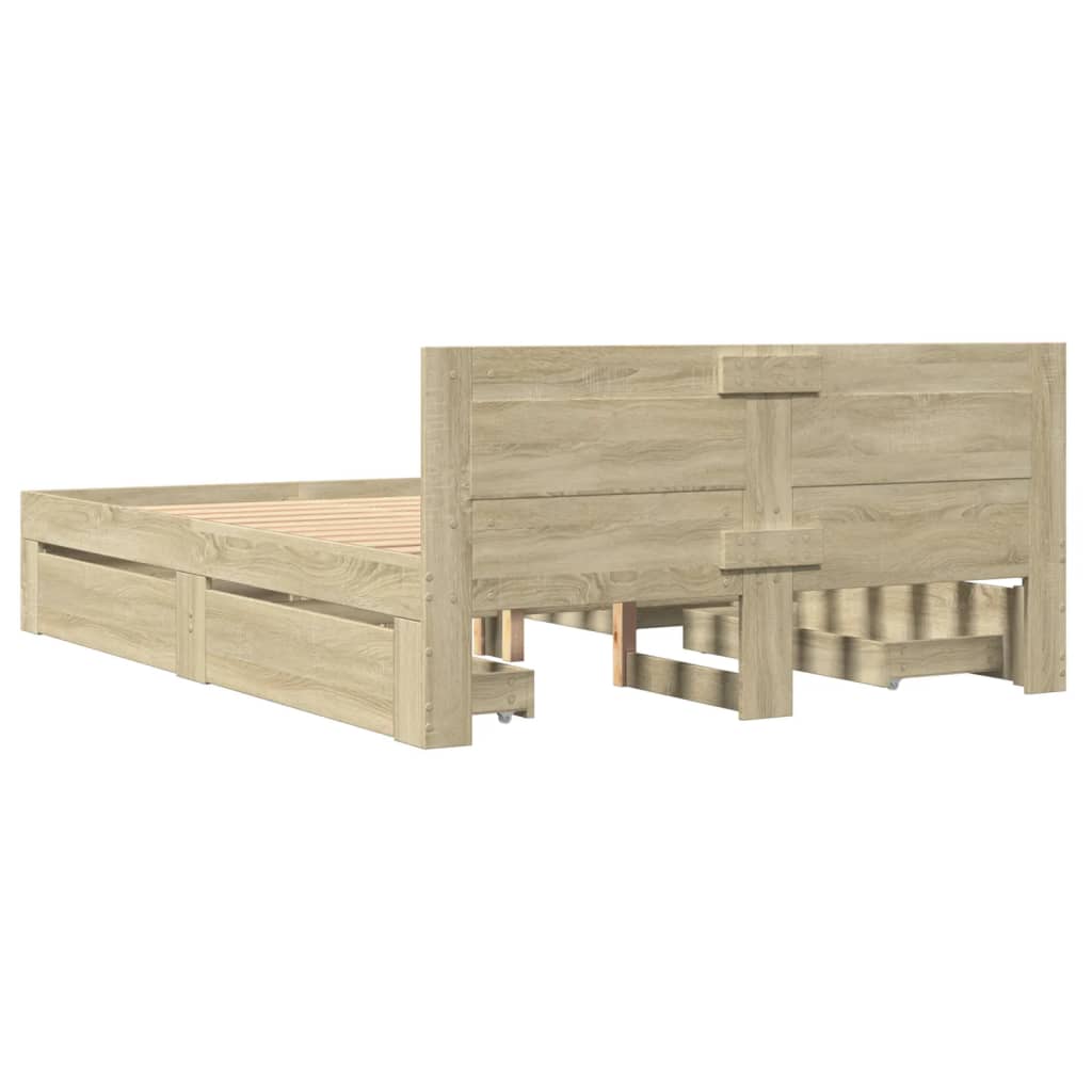 Cadre de lit tête de lit sans matelas chêne sonoma 140x200 cm - XIOS