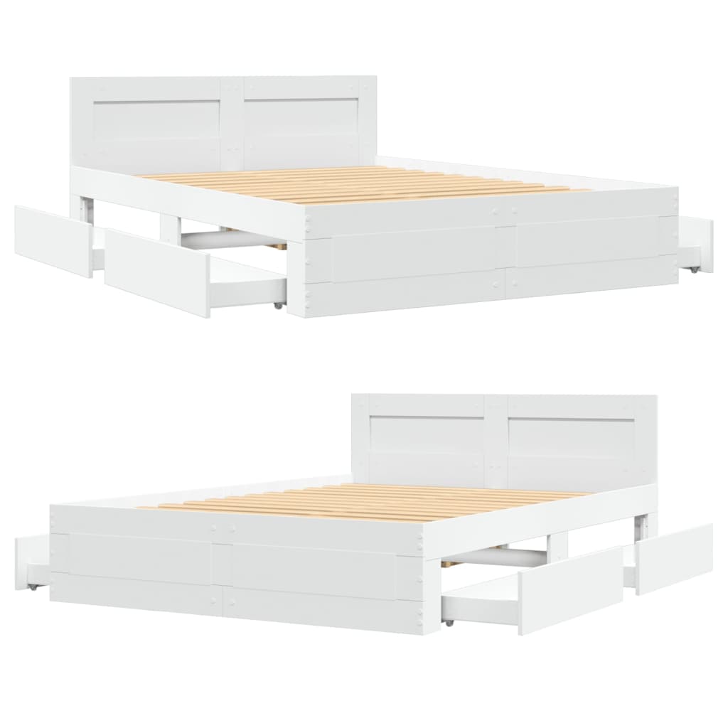 Cadre de lit avec tête de lit sans matelas blanc 120x200 cm - XIOS