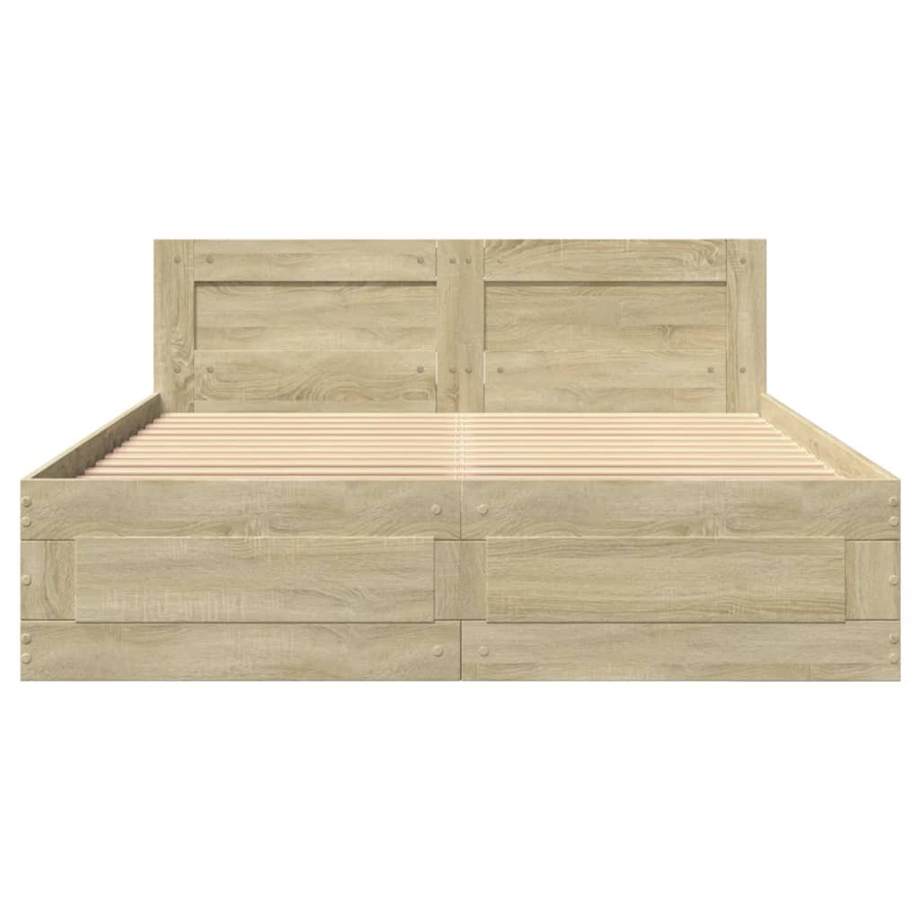 Cadre de lit et tête de lit sans matelas chêne sonoma 120x200cm - XIOS