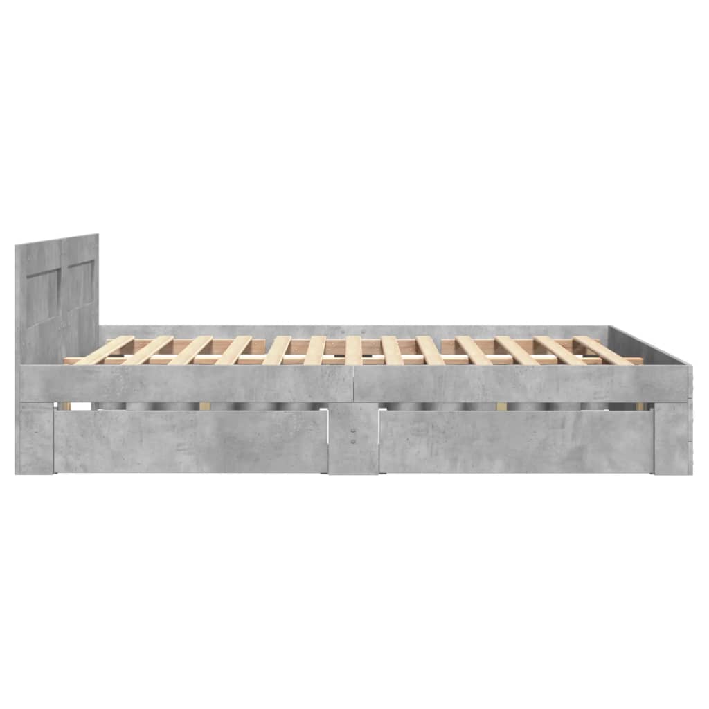 Cadre de lit et tête de lit sans matelas gris béton 120x200 cm - XIOS