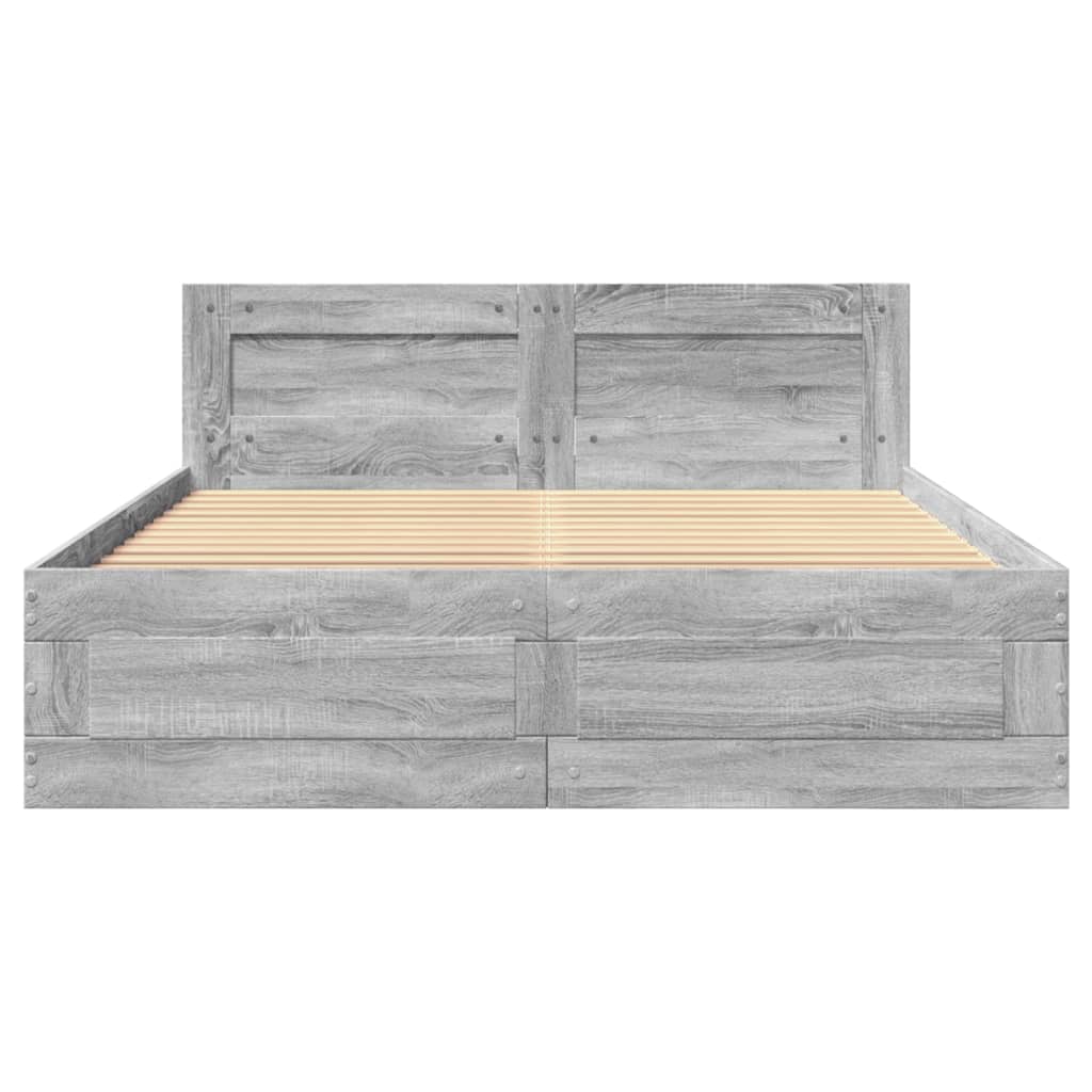 Cadre de lit et tête de lit sans matelas sonoma gris 120x200 cm - XIOS