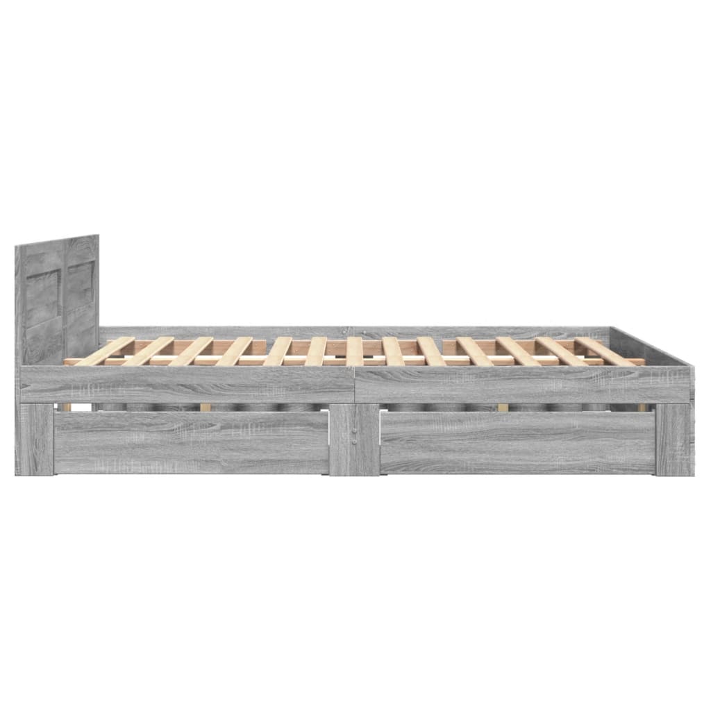 Cadre de lit et tête de lit sans matelas sonoma gris 120x200 cm - XIOS