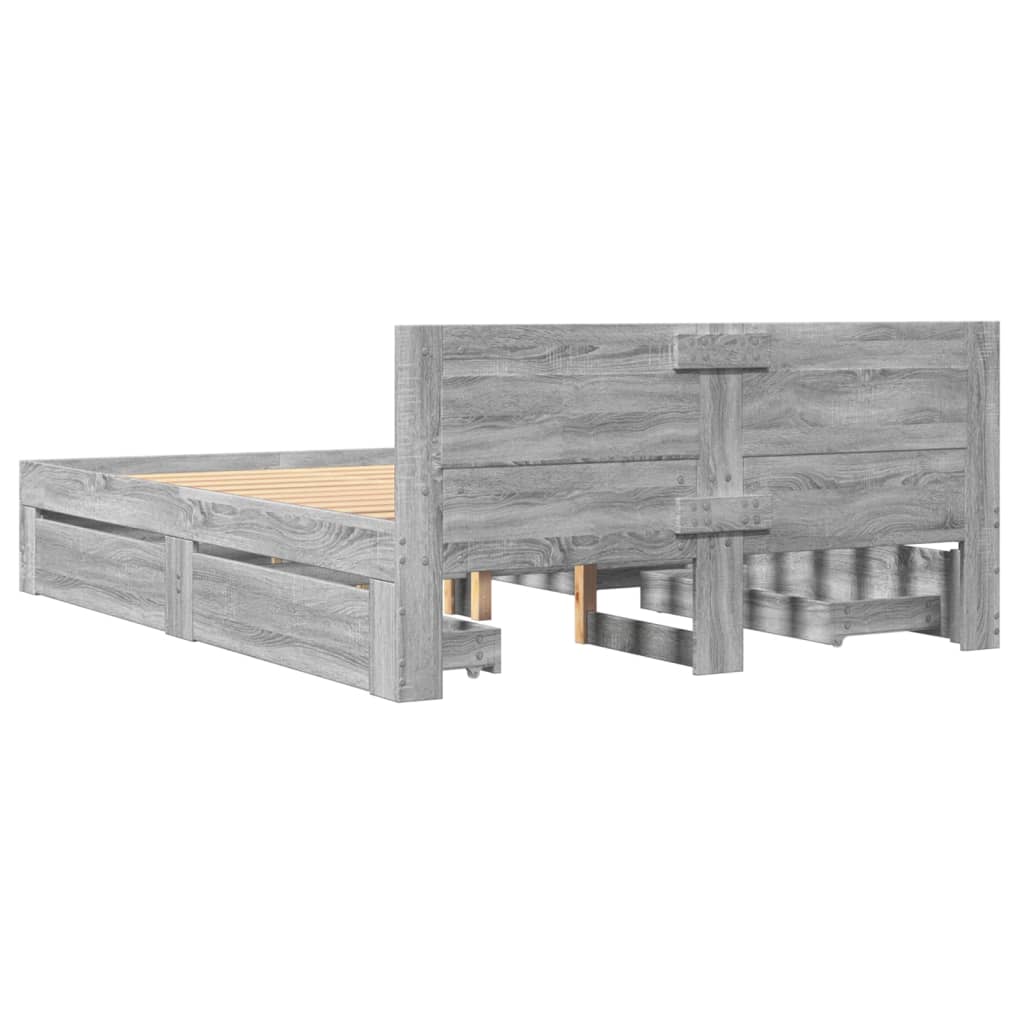 Cadre de lit et tête de lit sans matelas sonoma gris 120x200 cm - XIOS